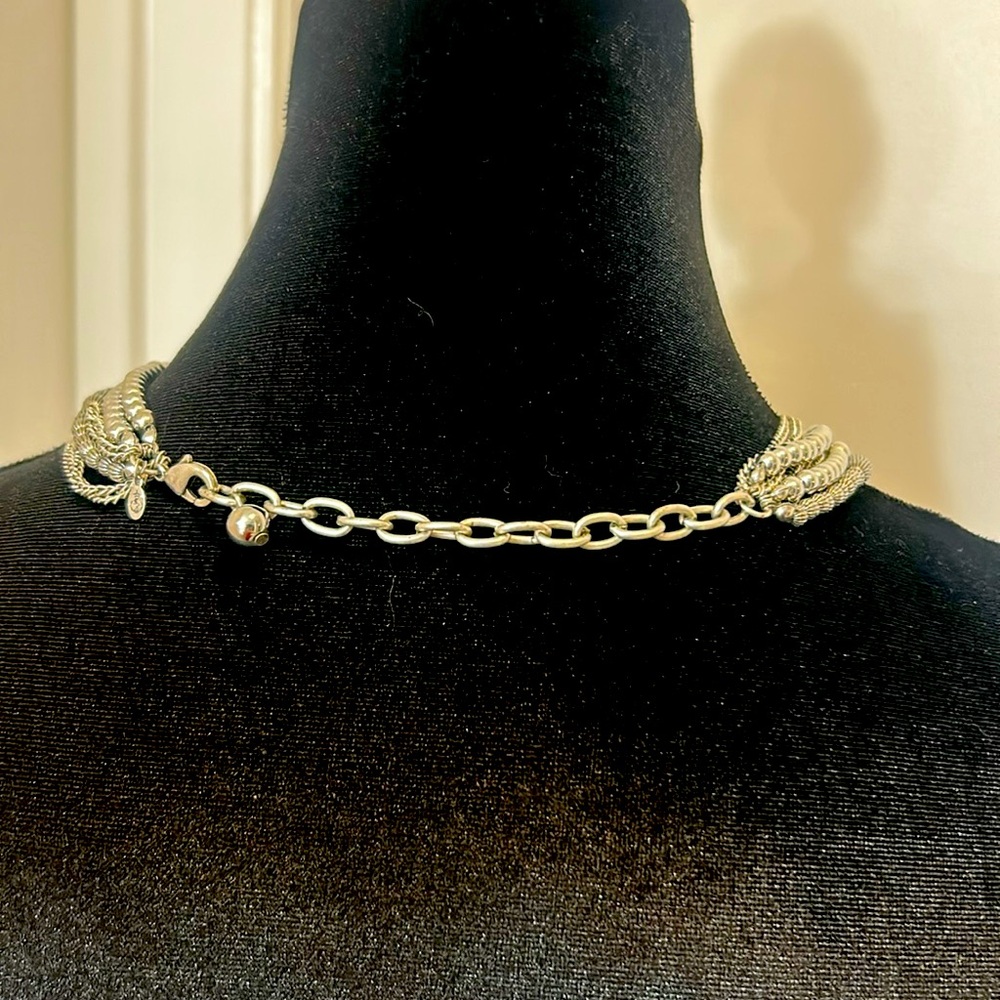 Multi-Layer Silver Bead Necklace - image 5